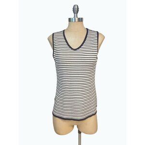 Exclusively Misook Black White Acrylic V neck Tank top Medium